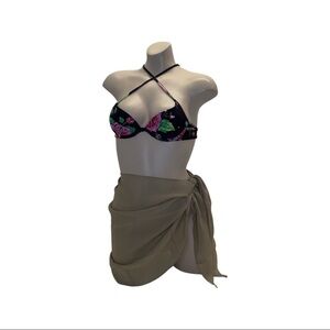 Zuliana Size SM Tan Lettuce Trim Sarong Skirt. Made in USA. New No Tag